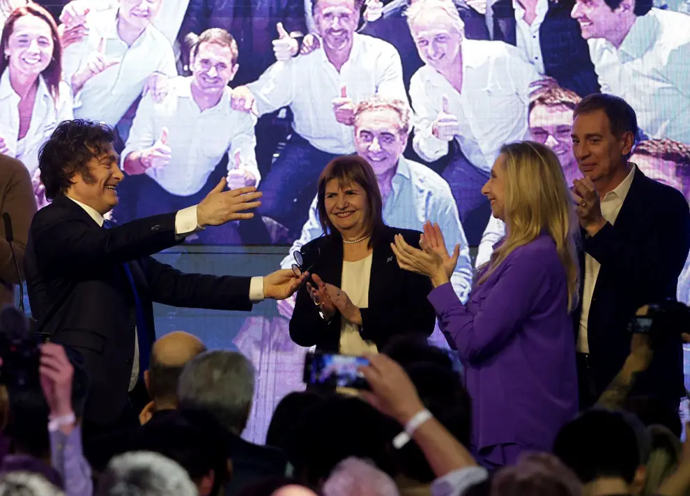 Javier Milei, Patricia Bullrich y Karina Milei
