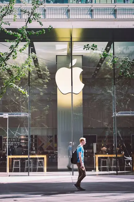 Hombre Pasando Por Una Tienda De Apple