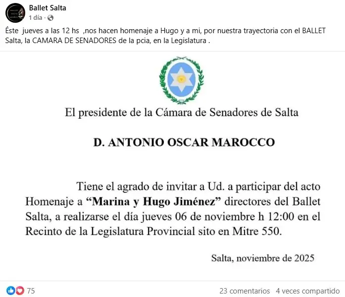 Ballet Salta invitación