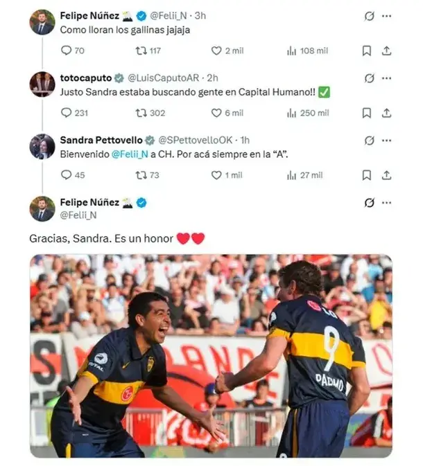 Las chicanas futboleras entre funcionarios nacionales.