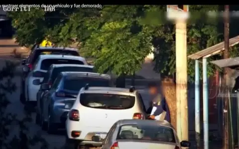 Captura del momento en que el joven trata de abrir el vehiculo.