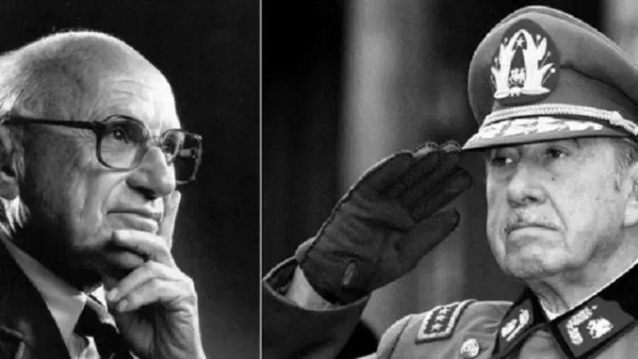 Milton Friedman (nobel en economía) y Augusto Pinochet.