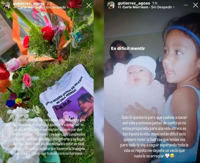 La hermana de Lara Gutiérrez la recordó en Instagram
