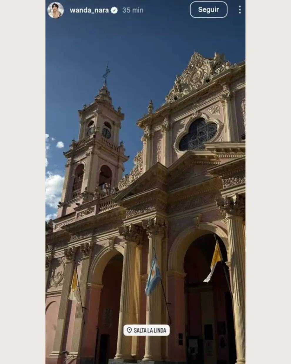 El posteo de Wanda mostrando la Catedral