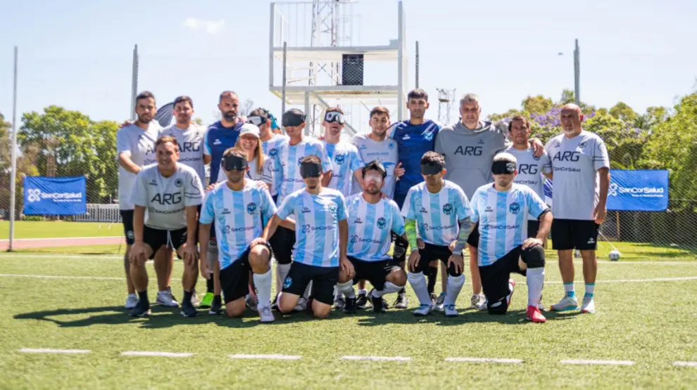 El plantel completo del seleccionado argentino de fútbol para ciegos