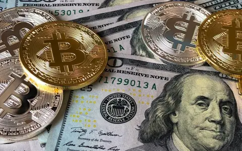 Bitcoins Y Billetes De Dólares Estadounidenses