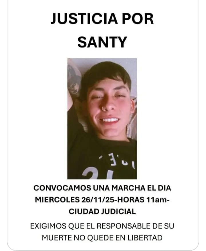El afiche realizado por los padres de Santy.
