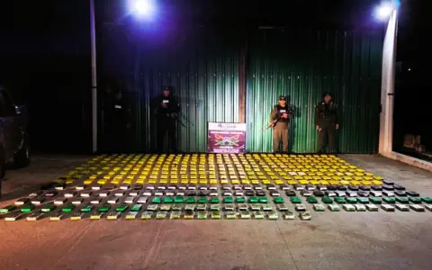 Los "ladrillos" con cocaína que fueron secuestrados en el norte.