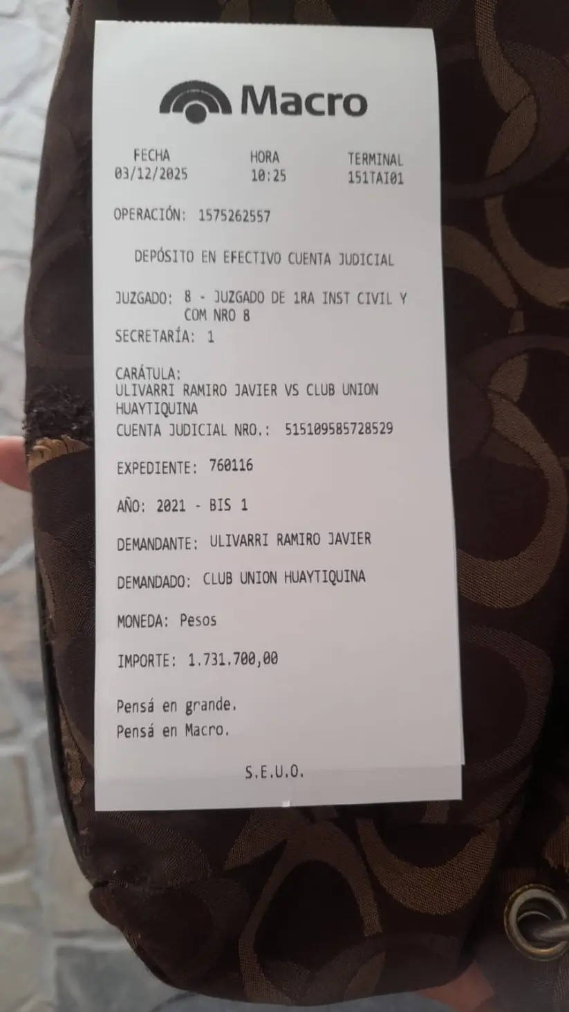 El comprobante de pago del remanente