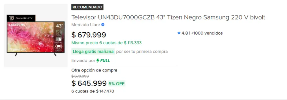 Precios de Mercado Libre.