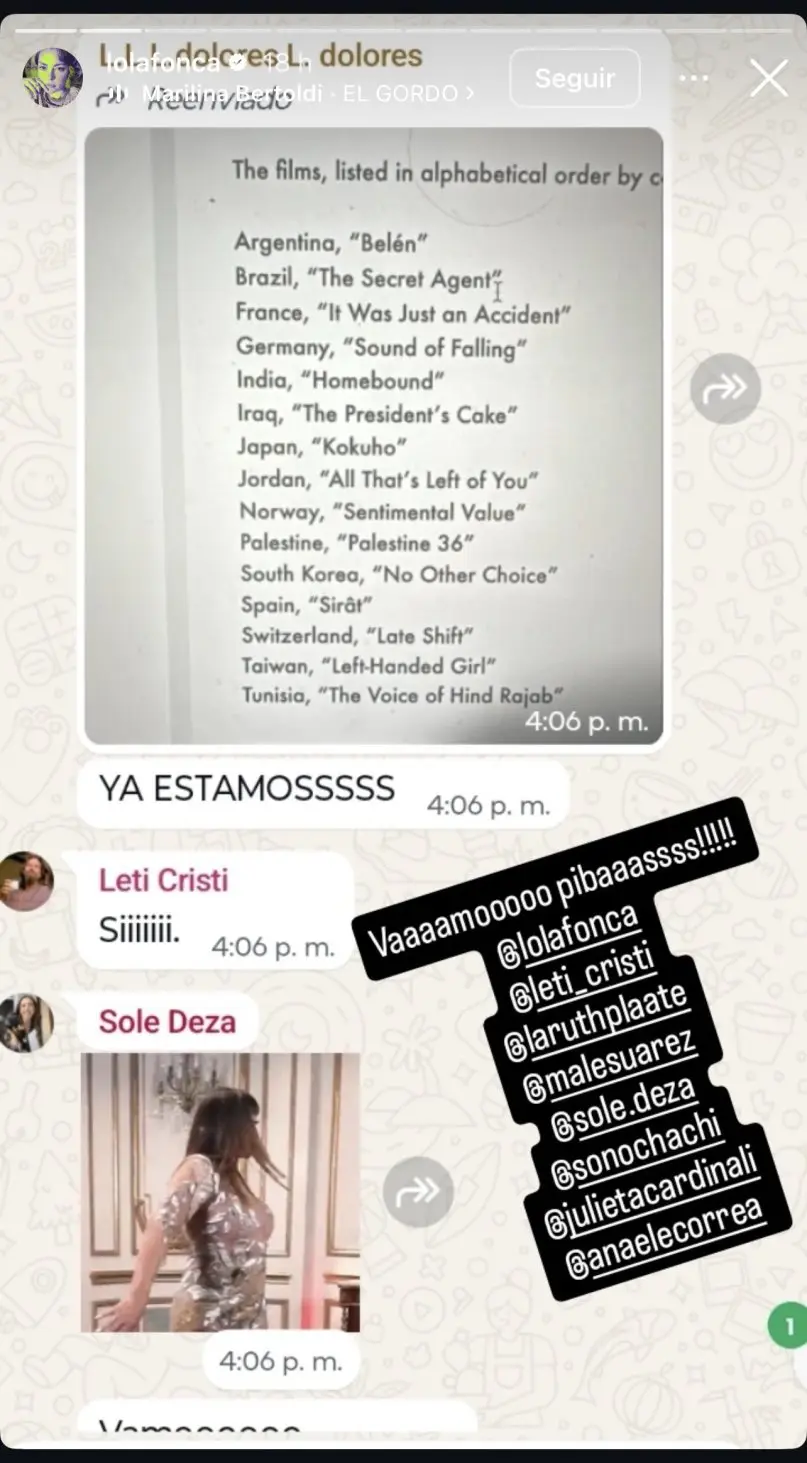 Historia del Instagram de Dolores Fonzi