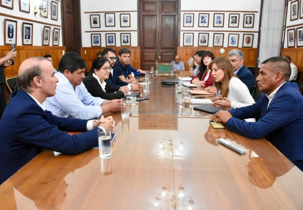 Flavia Royón con legisladores por Ley de Glaciares