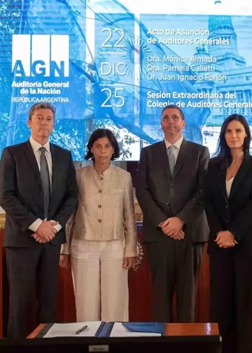 Jose Forlón, Mónica Almada, Juan Olmos y Pamela Calletti en la sede de la AGN
