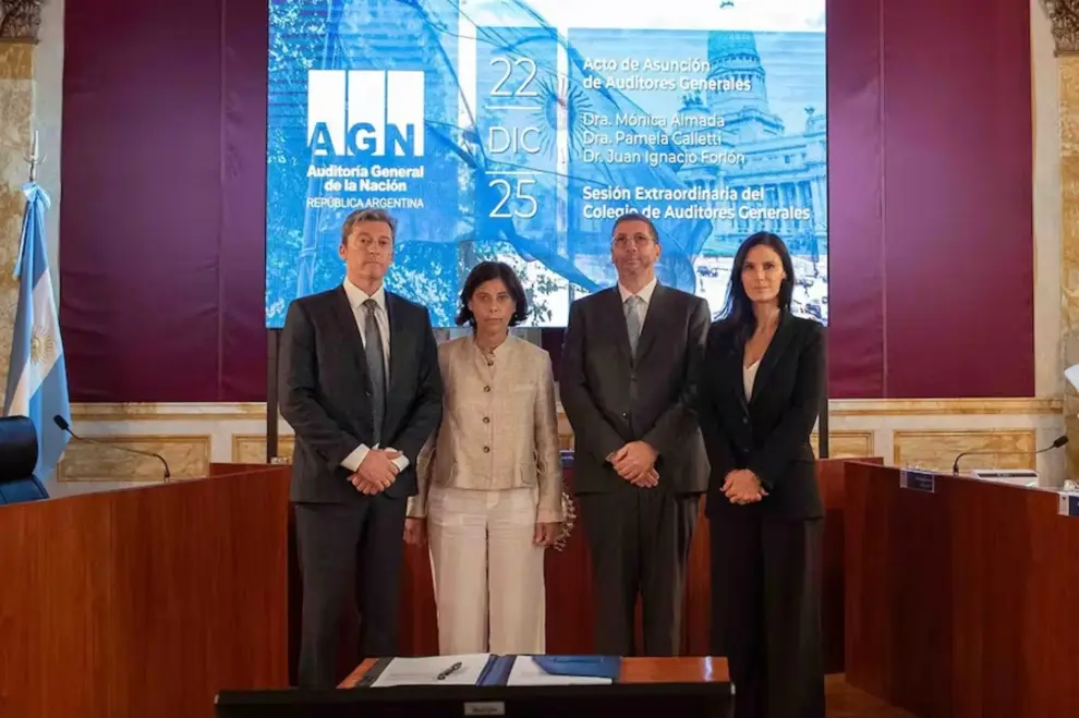 Jose Forlón, Mónica Almada, Juan Olmos y Pamela Calletti en la sede de la AGN