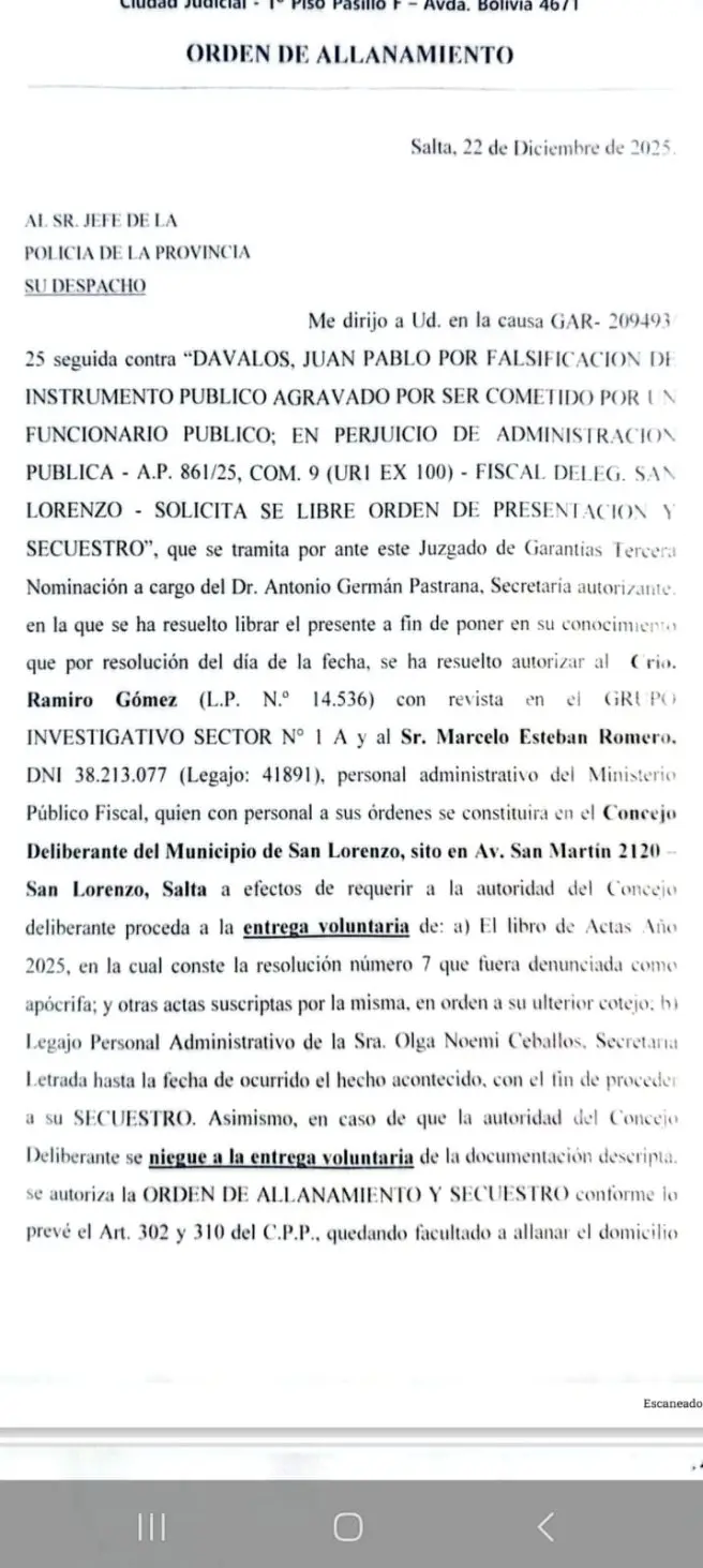 Allanamiento y Resolucion