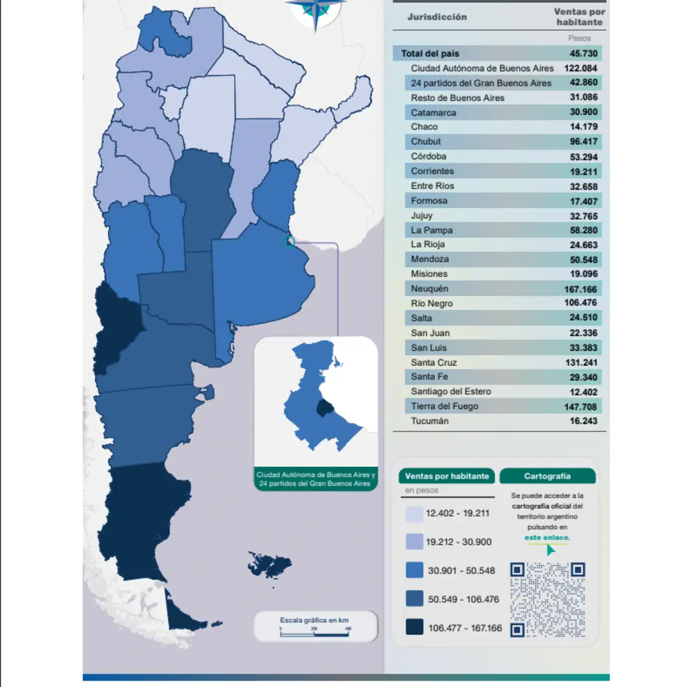 Precio de ventas por persona en cada provincia.