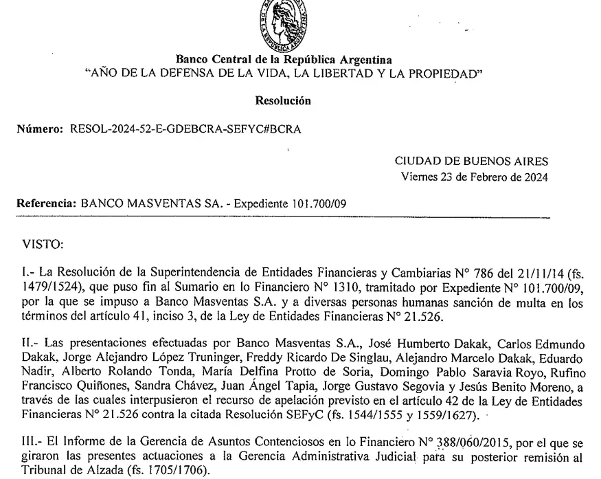 Resolución BCRA