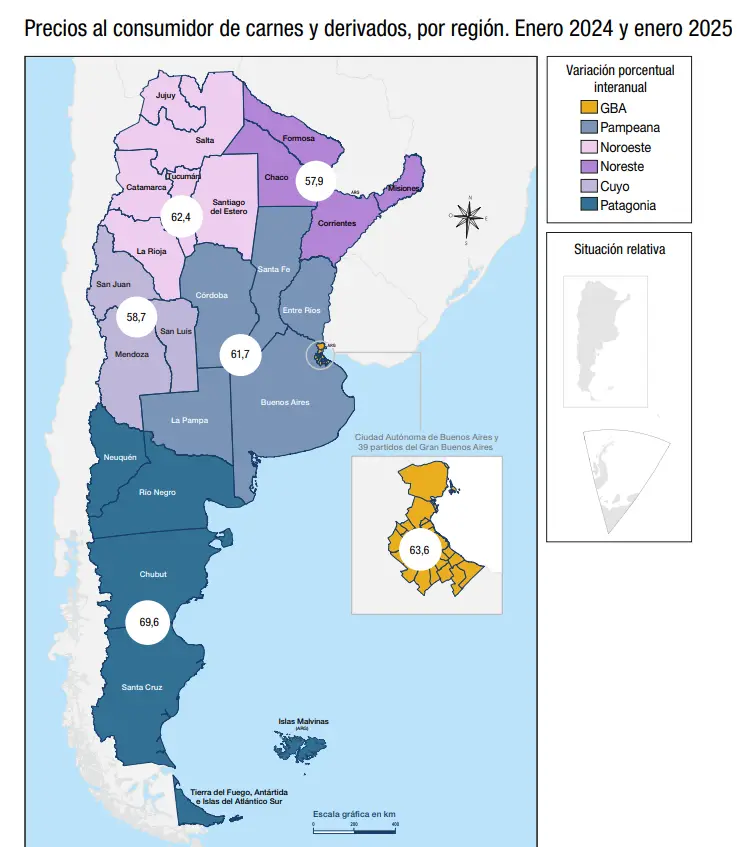Salta se ubica dentro de la segunda región con más aumentos en la carne y derivados.