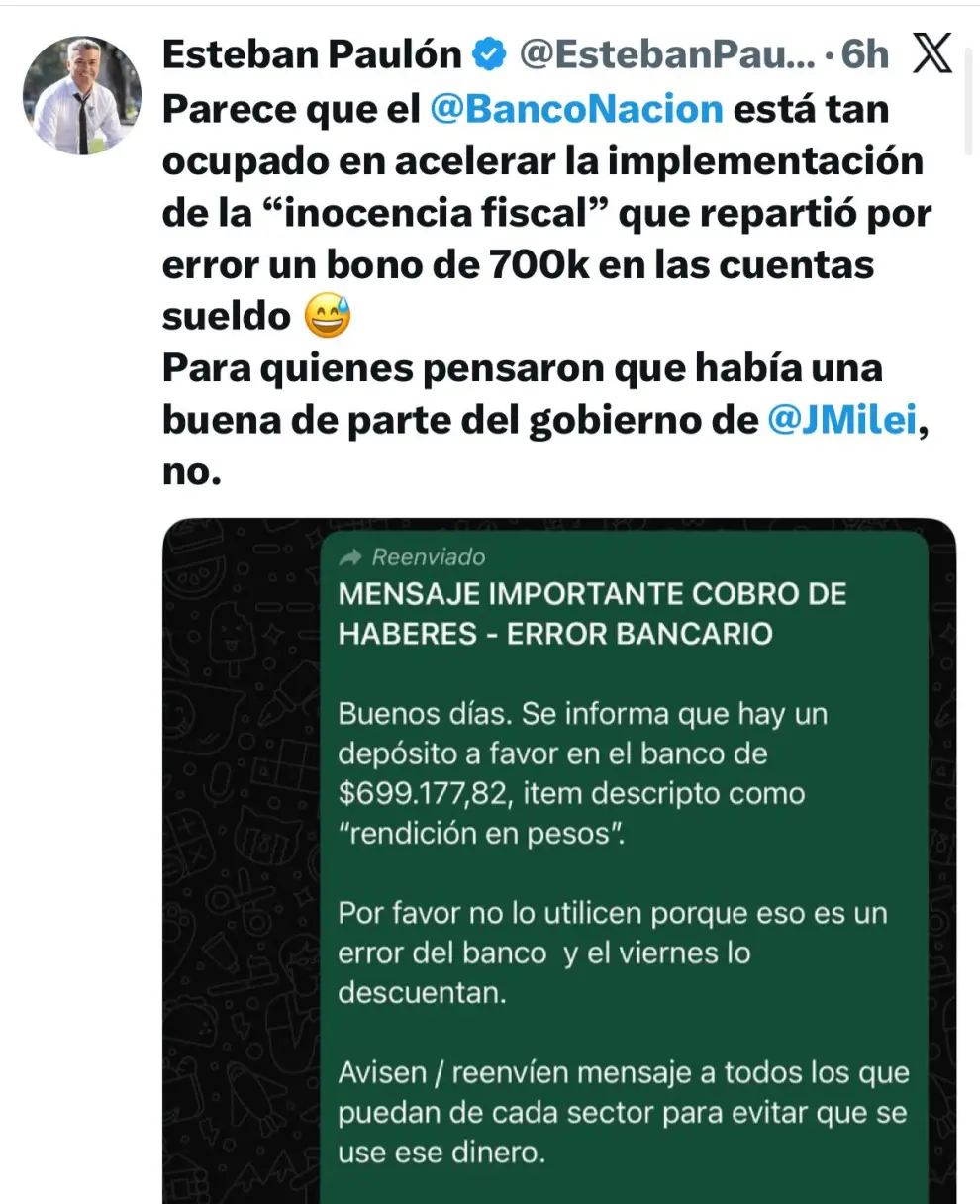X del diputado Esteban Paulón