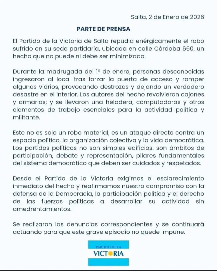 Comunicado de prensa