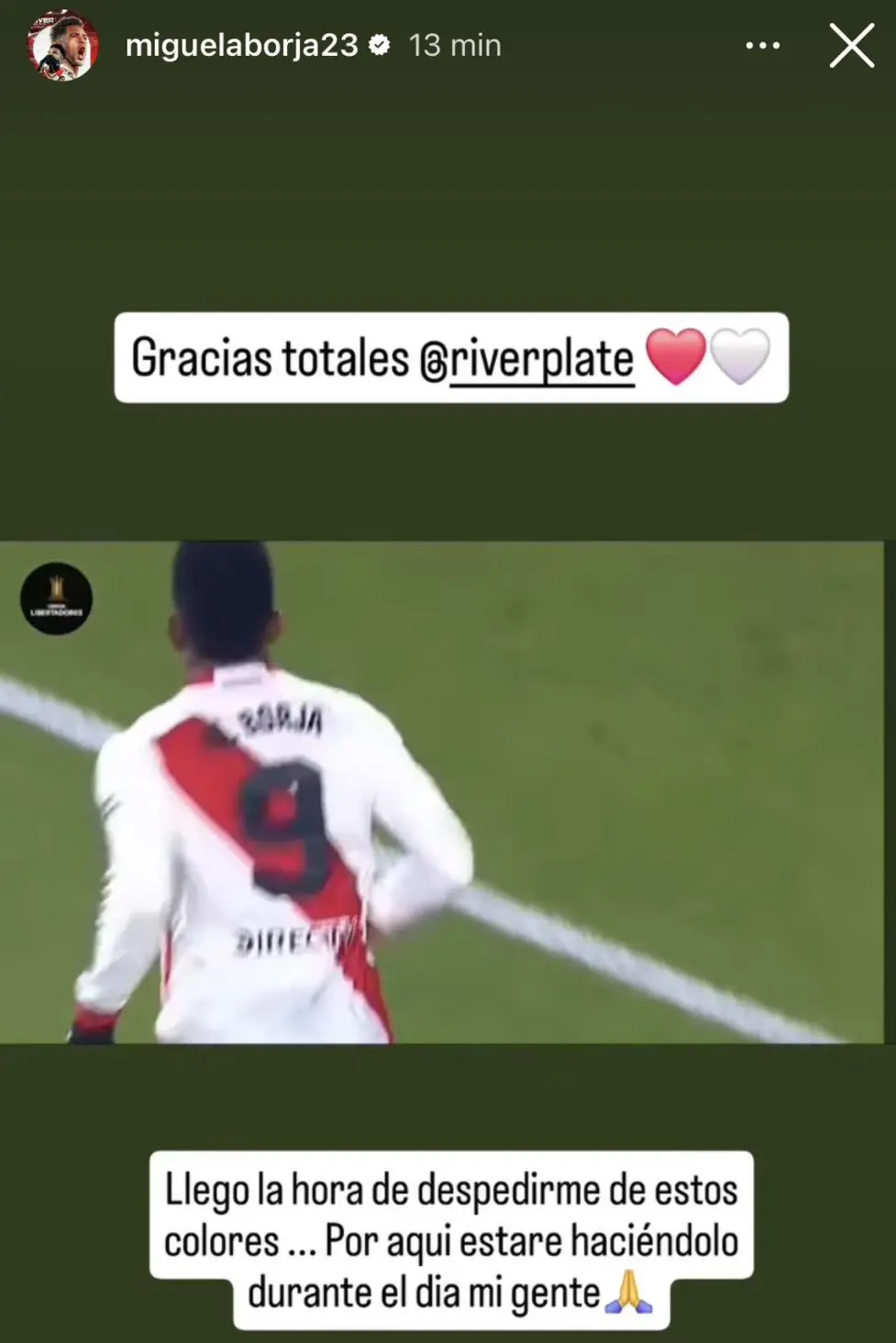 El escueto posteo de Borja para despedirse de River.