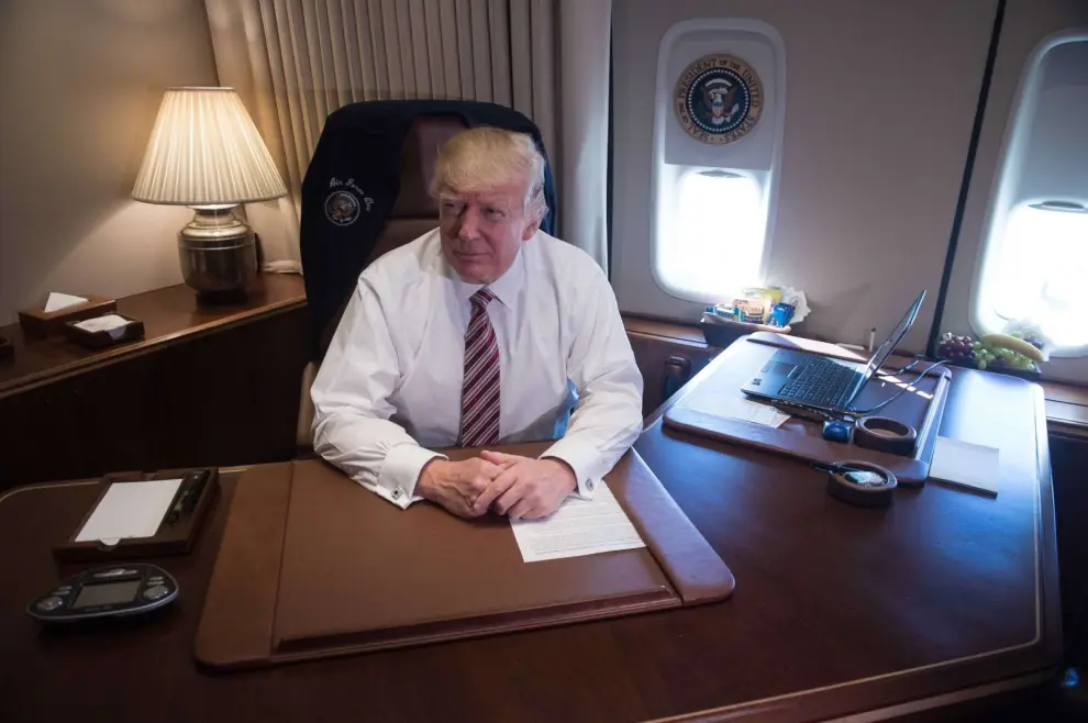 Donald Trump en el Air Force One