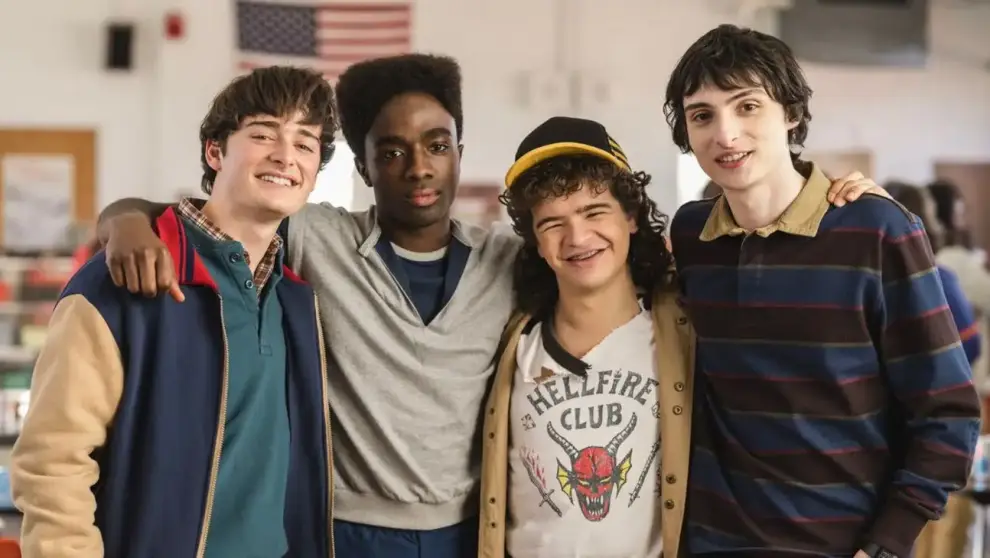 Noah Schanpp, Caleb Mclaughlin, Gaten Matarazzo y Finn Wolfhard