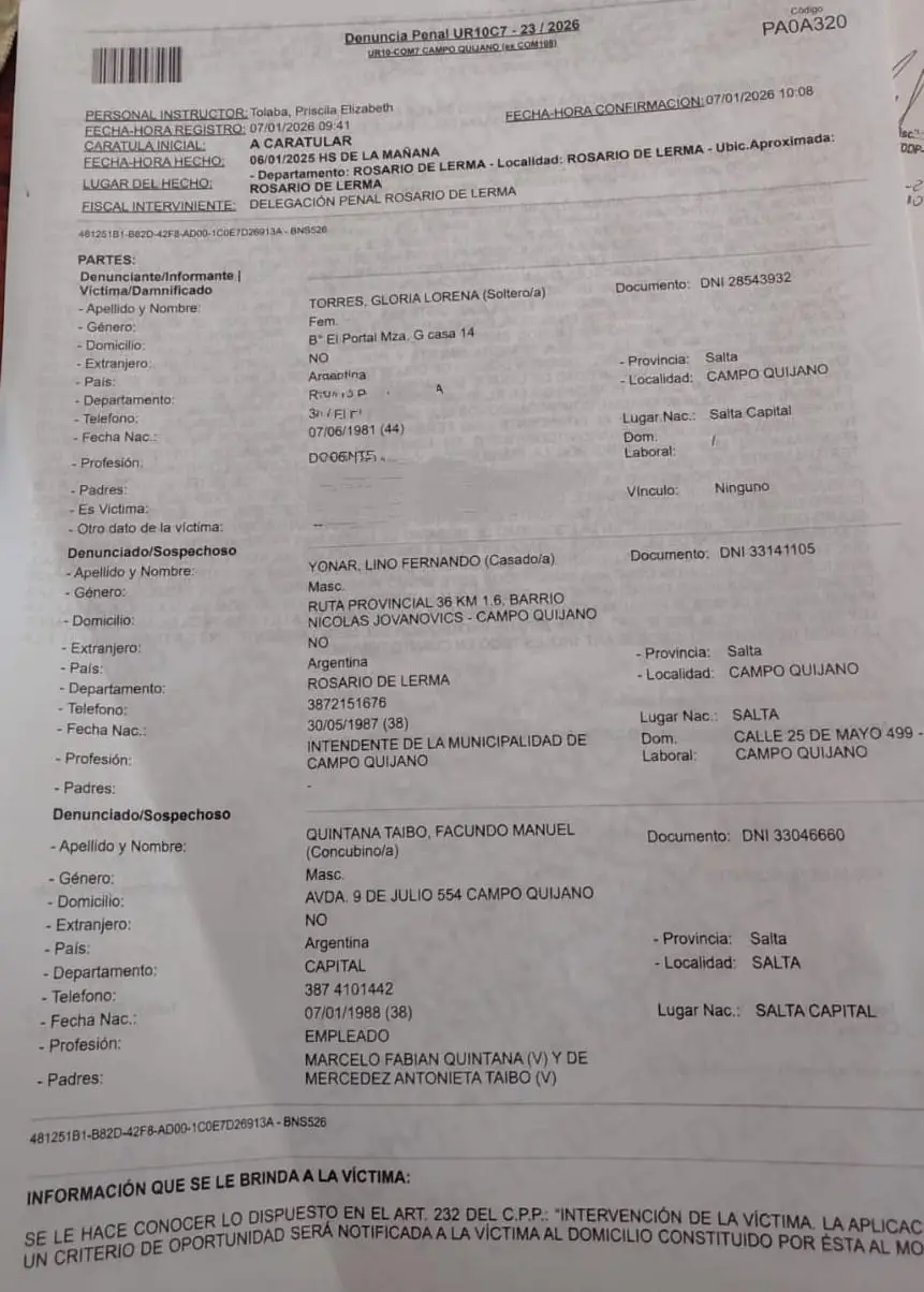 La denuncia radicada por la concejal Torres