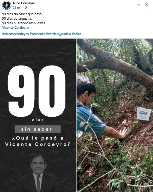 El posteo que realizó el hijo del excomisario.