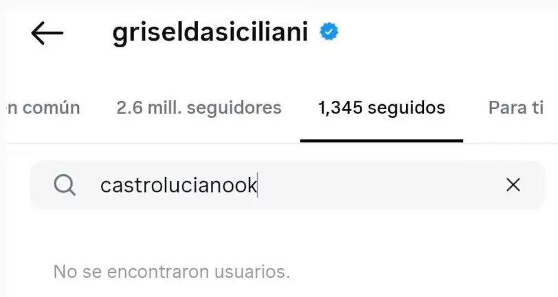 Griselda Siciliani dejó de seguir en Instagram a Luciano Castro.