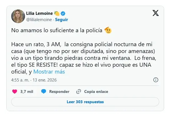 "Martes 13 para el kuka tira piedras”, escribió en sus redes sociales