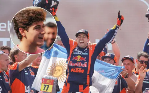 Efusivo festejo de Colapinto por el triunfo salteño.