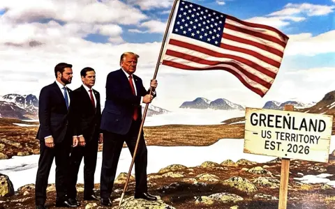 Trump publica una imagen suya con la bandera estadounidense en Groenlandia