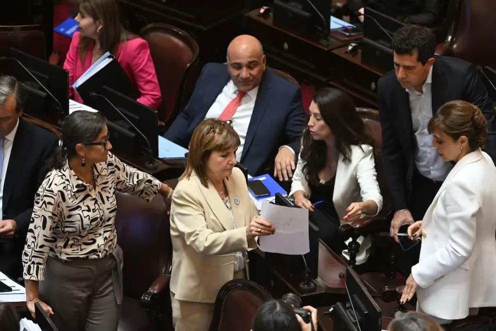 Senadores del oficialismo y la oposición durante la sesión extraordinaria del 26 de diciembre pasado