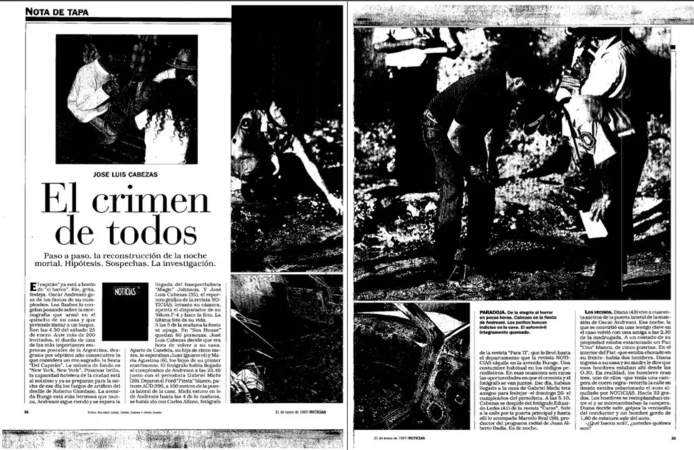 la nota de Noticias sobre el asesinato de Cabezas