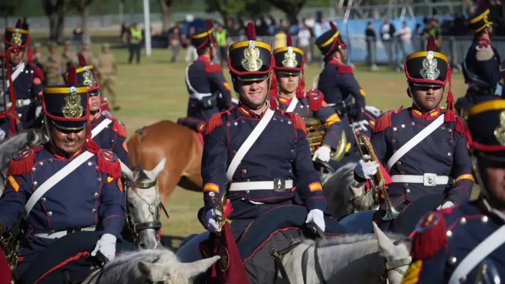 Regimiento de Granaderos a Caballo durante el acto.