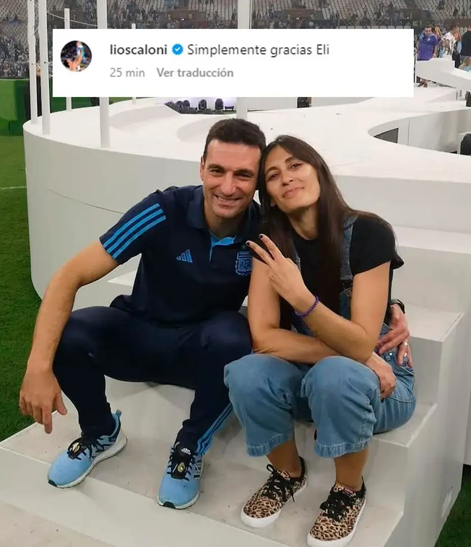El agradecimiento de Scaloni a su mujer por el apoyo en Qatar 2022