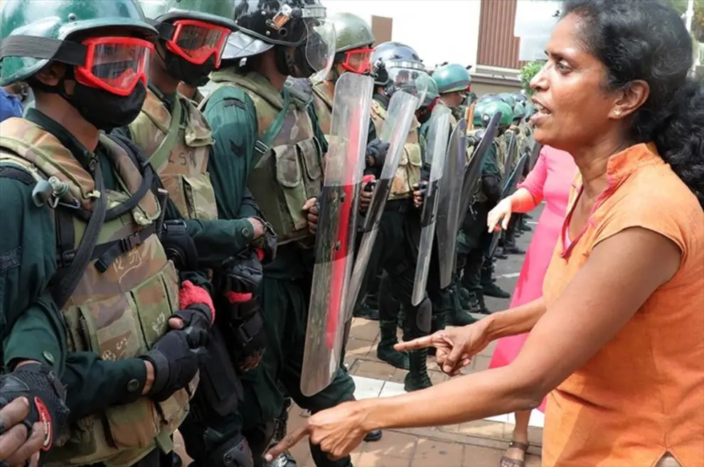 Protesta en Sri Lanka, el 9 de mayo de 2022