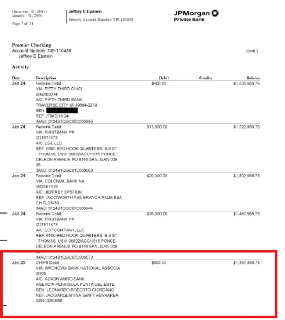Además, otros documentos judiciales consignan que Epstein y Giordano coincidieron en Punta del Este en diciembre de 2016.