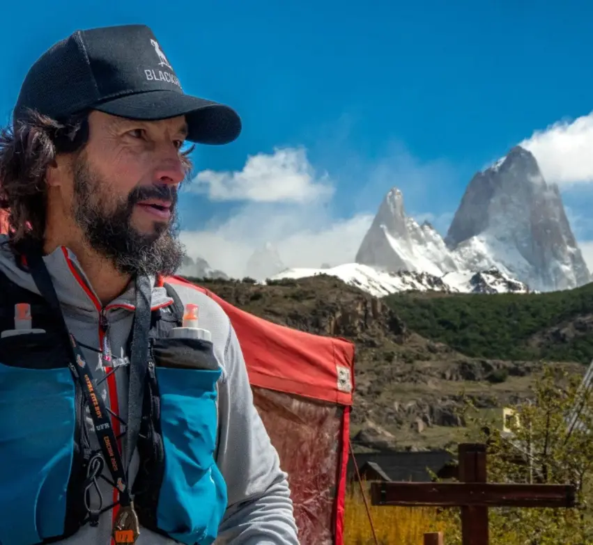 El Tano en una carrera en el El Chalten, Patagonia.