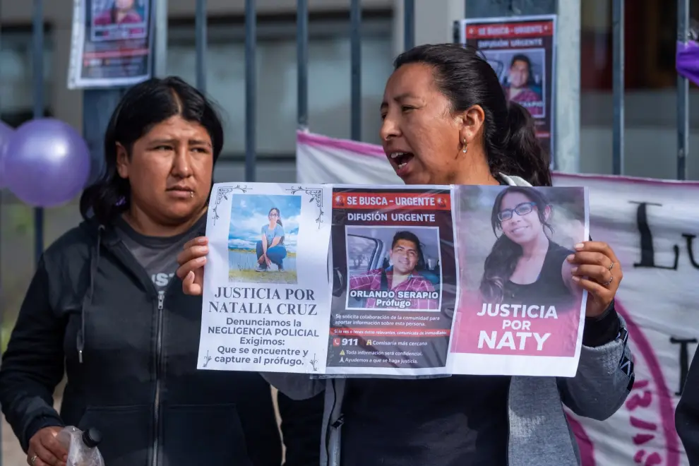 Manifestación en ciudad judicial por el femicidio de Natalia Cruz