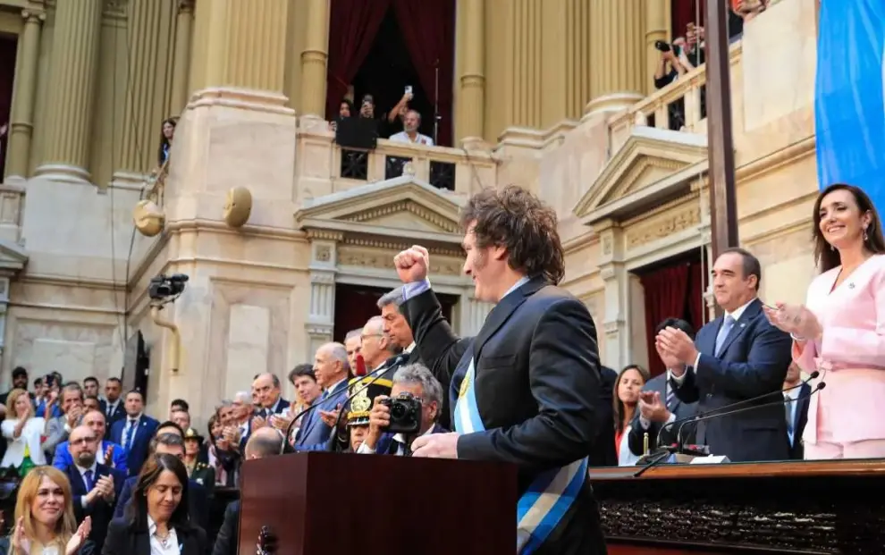 Javier Milei en el discurso de apertura de sesiones ordinarias en el Congreso el año pasado