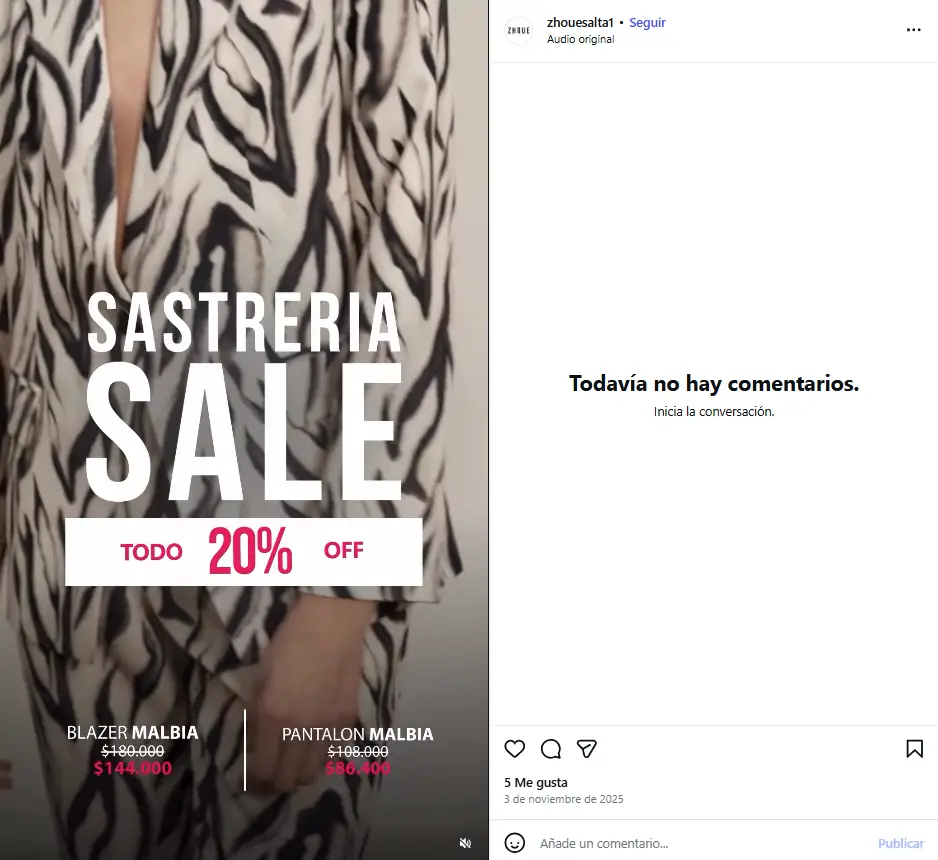 La última publicación de la marca en Salta.