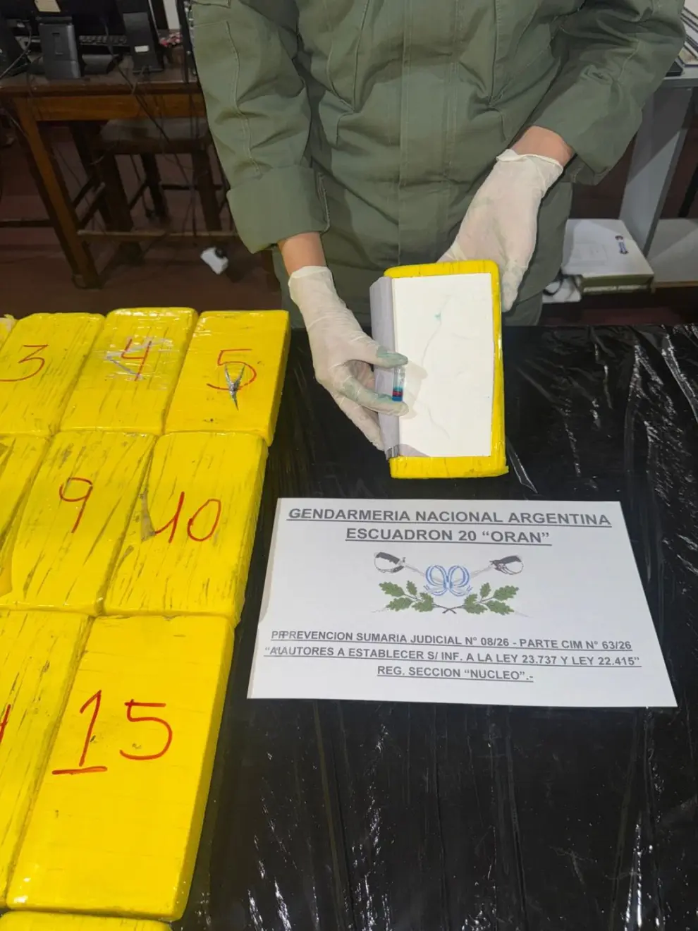 El sello característico del "delfín" que tienen los paquetes de cocaína.