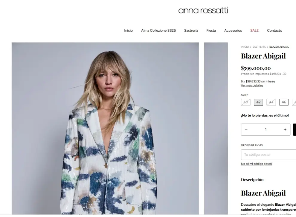 Blazer Abigail que uso Karina Milei en Chile