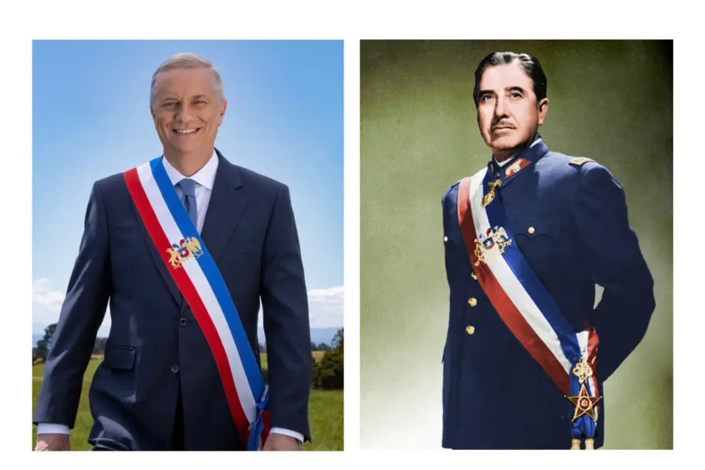 Kast y Pinochet con la misma banda presidencial