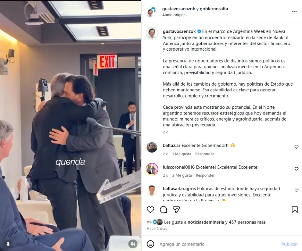 El abrazo registrado por el equipo de Sáenz.