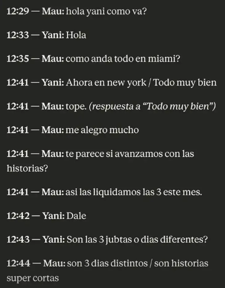 Los chats difundidos por la periodista Fernanda Iglesias
