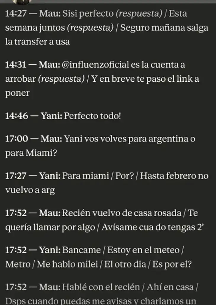 Los chats difundidos por la periodista Fernanda Iglesias