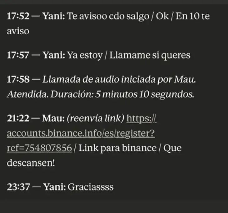 Los chats difundidos por la periodista Fernanda Iglesias
